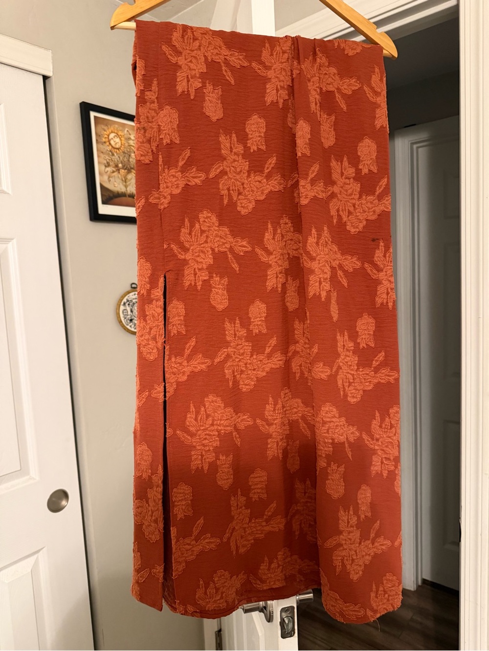 Disturbia Rust Textured Midi Skirt